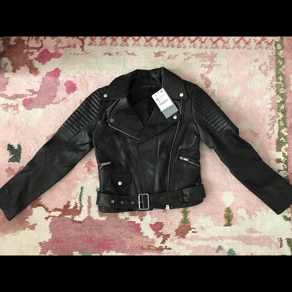 COPY - Size XS ZARA LEATHER JACKET - BLACK